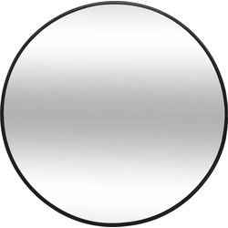 Atmosphera Spiegel/wandspiegel - rond - Dia 38cm - metaal/glas - zwart - Spiegels