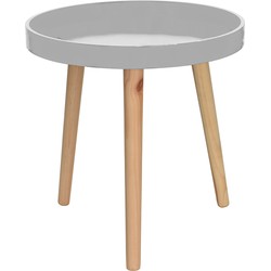 Bijzettafel/salontafel - wit - hout - rond - 40 x 39 cm - Bijzettafels