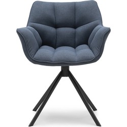 Riviera Maison Carnaby Dining Armchair Turning Leg, belgium weave, sea blue