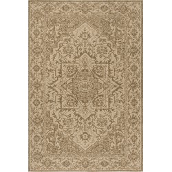 Safavieh Medallion Indoor/Outdoor Woven Area Rug, Beachhouse Collection, BHS139, in Cream & Beige, 122 X 183 cm