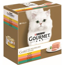 Gold mousse met kip, met zalm, met niertjes, met konijn 8x85g kattenvoer