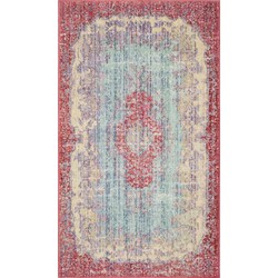 Safavieh Boho Chic Indoor Woven Area Rug, Windsor Collection, WDS305, in Light Blue & Fuchsia, 91 X 152 cm