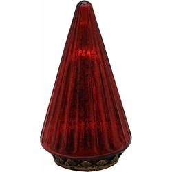 Clayre & Eef Kerstdecoratie met LED-verlichting Kerstbomen Ø 11x19 cm Rood Glas