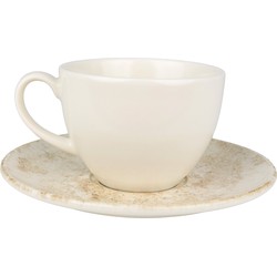 Bonna Thee kopjes & schotel - Nacrous - Porselein set van 6