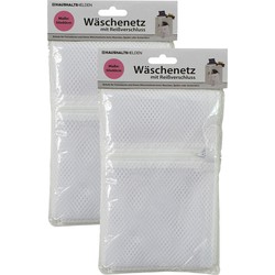 Waszak voor kwetsbare kleding wasgoed/waszak - 2x - wit - large size - 50 x 60 cm - Waszakken