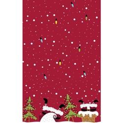 Kerstversiering papieren tafelkleden rood met kerstman benen 138 x 220 cm - Tafellakens