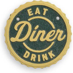 Gietijzeren "eten - drinken"-plaatje