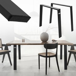Set van 2 tafelpoten Loft 90x72 cm zwart profiel 8x2 cm van staal U-vorm ML-Design