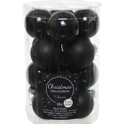 Kerstballen glas glans-mat 3,5 cm zwart - Decoris