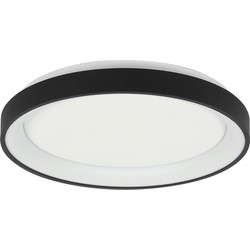 Steinhauer plafonniere Ringlede - zwart - metaal - 28 cm - ingebouwde LED-module - 3690ZW