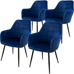 Set van 4 Eetkamerstoelen Donkerblauw