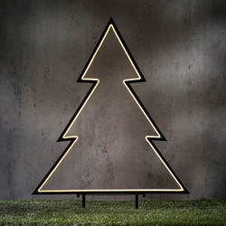 Luca Lighting Garden d'Light Kerstboom Tuinsteker met Warm Witte LED Verlichting - L90 x H100 cm - Metaal - Zwart