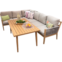 Sardinia loungeset grijs/teak 5-delig