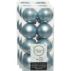 48x stuks kunststof kerstballen lichtblauw 4 cm glans/mat - Kerstbal