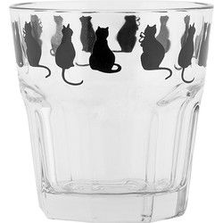 Clayre & Eef Waterglas 200 ml Transparant Glas Katten Drinkbeker