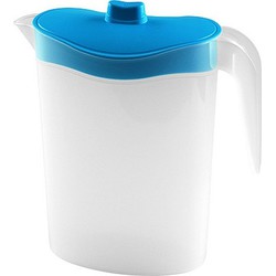 Waterkan/sapkan met deksel in blauw - 1,5L - kunststof - Schenkkannen