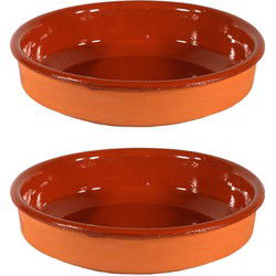 Gerimport Tapas bord/schaal - 2x - Sevilla - 21 cm - aardewerk - oranje - Snack en tapasschalen
