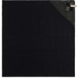 Knit Factory Linnen Theedoek - Poleerdoek - Keuken Droogdoek Block - Zwart/Khaki - 65x65 cm