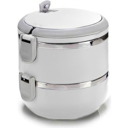 Stapelbare thermische lunchbox/warme maaltijd box wit 16 x 15 x 15 cm - Lunchboxen