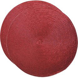 Gerimport Placemat - 2x - metallic rood - dia 38 cm - rond- onderlegger - Placemats