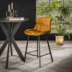 Set van 2 barkrukken Senna velvet 65cm zithoogte Geel