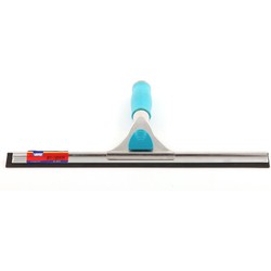 Blauwe raamwisser/raamtrekker met strip van natuurrubber en ergonomische soft grip 35 cm - Raamwissers