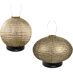 Lumiz Solar Buitenlampionnen Nacpan Beach Set - Rond Lampion - Oval Lampion - inclusief 2 metalen large ringen - Goud