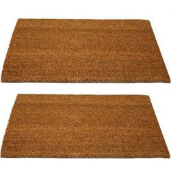 Benson Deurmat - 2x - kokos - 40 x 60 cm - slijtvaste vezels - buiten - Deurmatten