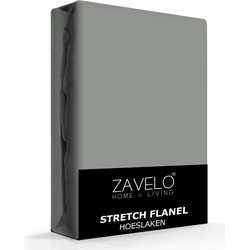 Zavelo Stretch Flanel Hoeslaken Antraciet-Lits-jumeaux (160x200 cm)
