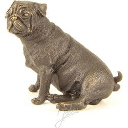 BRONZEN ZITTENDE MOPSHOND