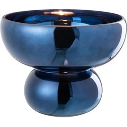 J-line - Windlicht Op Voet Afgerond Glas Blauw - 23x23x17.5cm