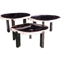 PTMD Salontafel Rudi - 50x60x43 cm - Hout - Grijs - Set van 3