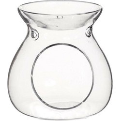 Ideas4seasons Geurbrander - amberblokjes/geurolie - glas - transparant - D10 x H10 cm - Geurbranders