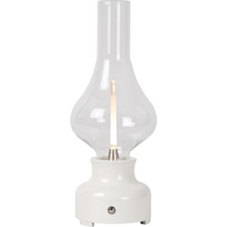 Jonas witte oplaadbare tafellamp accu/batterij LED dimbaar 1x2W 3000K 3 StepDim