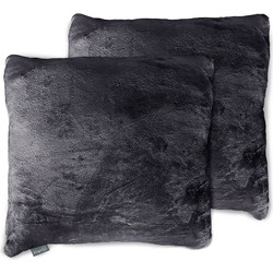 Eleganzzz Flanel Fleece Sierkussens - dark grey 50x50cm - Set van 2