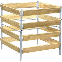 Compostbak hout/metaal 90 x 90 x 90 cm