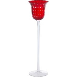 Decoratieve theelichthouder van rood geblazen glas H30