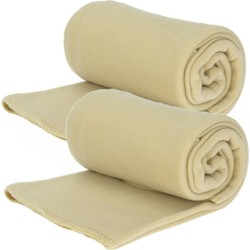 Fleece dekens/plaids - 2x - flax geel - 125 x 150 cm - Plaids