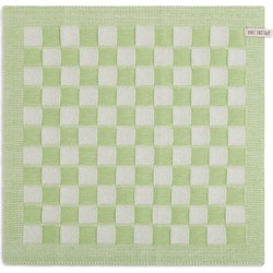 Knit Factory Keukendoek Block - Ecru/Spring Green - 50x50 cm