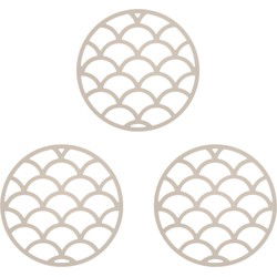 Krumble Siliconen pannenonderzetter - Rond - Beige - Set van 3