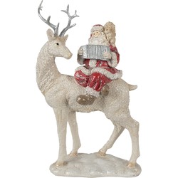 Clayre & Eef Beeld Kerstman 31 cm Rood Wit Polyresin Kerstfiguren