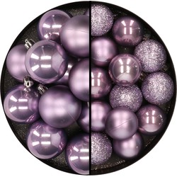 30x stuks kunststof kerstballen lila paars 3 en 4 cm - Kerstbal