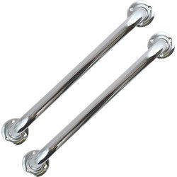 MSV Badkamer/douche wand/muur handgreep - 2x - rvs metaal - zilver - 30 cm - Badkameraccessoireset