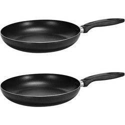 HI Koekenpan - 2x - zwarte - D28 cm - aluminium - dubbel antiaanbaklaag - Koekenpannen