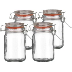 Urban Living Voorraadpot/bewaarpot - 4x - 250 ml - glas - met beugelsluiting - D7 x H12 cm - Voorraadpot