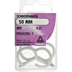 Schroefhaak 50mm wit 4st