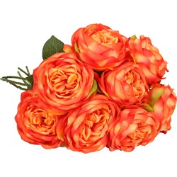 8x Oranje kunstroos kunstbloemen 66 cm decoratie - Kunstbloemen