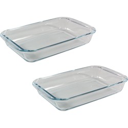 2x Stuks ovenschalen/braadsledes 3 liter rechthoekig 39 x 23,5 x 5 cm - Ovenschalen