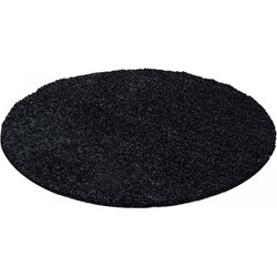 Tapijtenloods Basic Rond Shaggy vloerkleed Antraciet Hoogpolig- 200 CM ROND