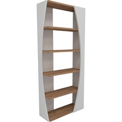 Etagère 5 planken witte decoratie en Atlantische pijnboom H150 cm - Selge